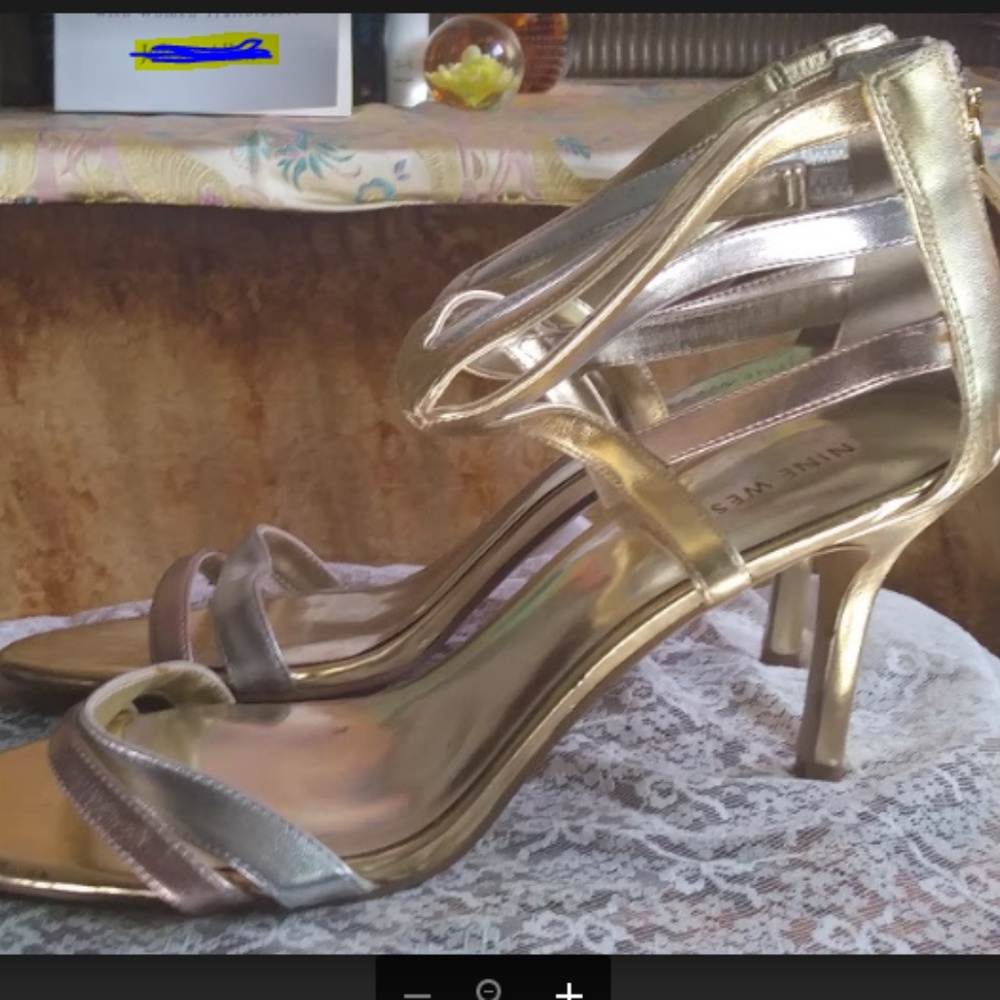 NINE WEST Geezlouis Gold Silver Copper Heels 10M